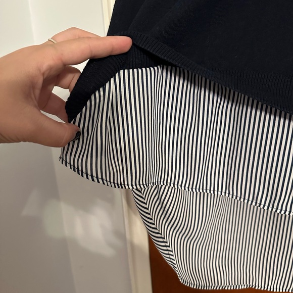 Market & Spruce Navy and White Striped Top - Picture 2 of 7